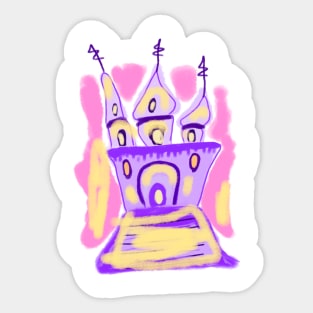 Purple pink yellow watercolor fantasy house Sticker